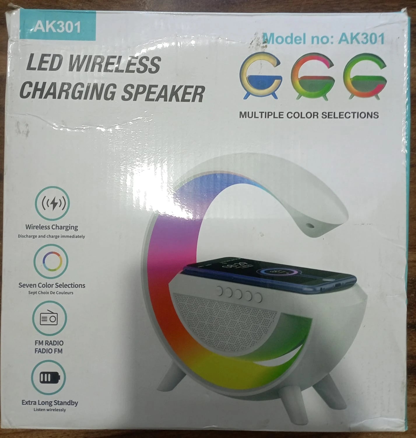 G SHAPE LED WIRELESS CHARGING SPEAKER WITH RGB