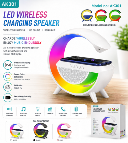 G SHAPE LED WIRELESS CHARGING SPEAKER WITH RGB